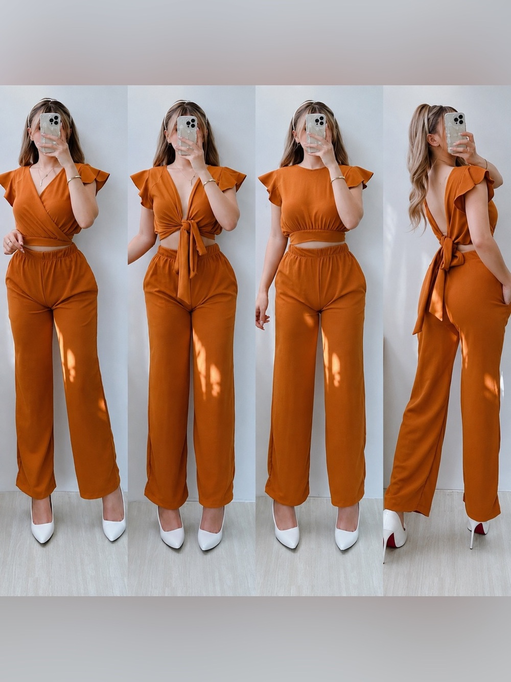 #11: NWT 4-Way Convertible Soft Crepe Two-Piece Set- Caramel